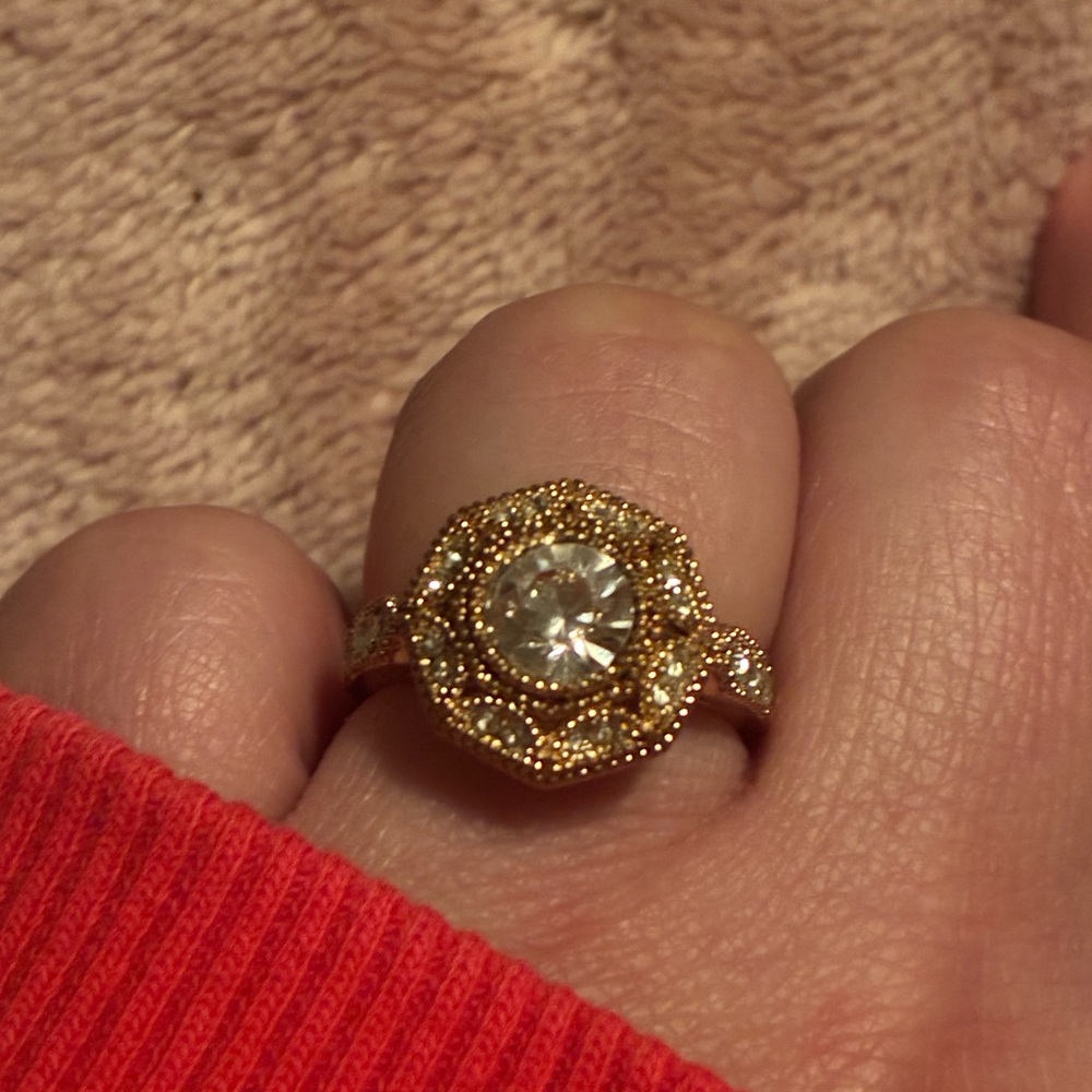 Gold-Tone Ring with Clear Gemstone - Picture 7 of 16